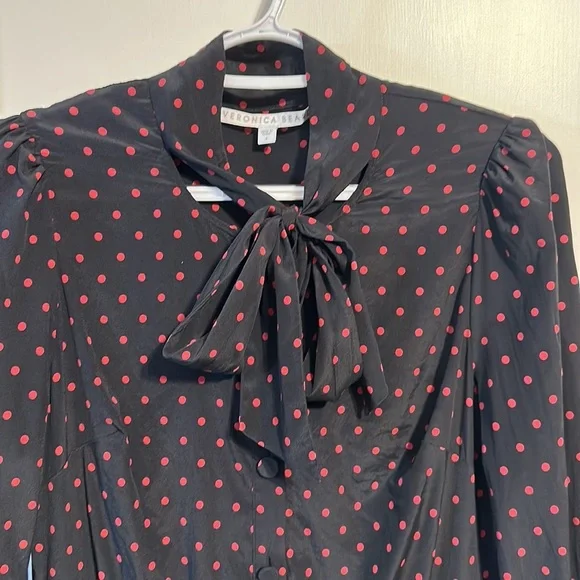 Veronica Beard Linley Tie Neck Long Sleeve Mini Dress Tunic Long Top Size 4 - Picture 7 of 17